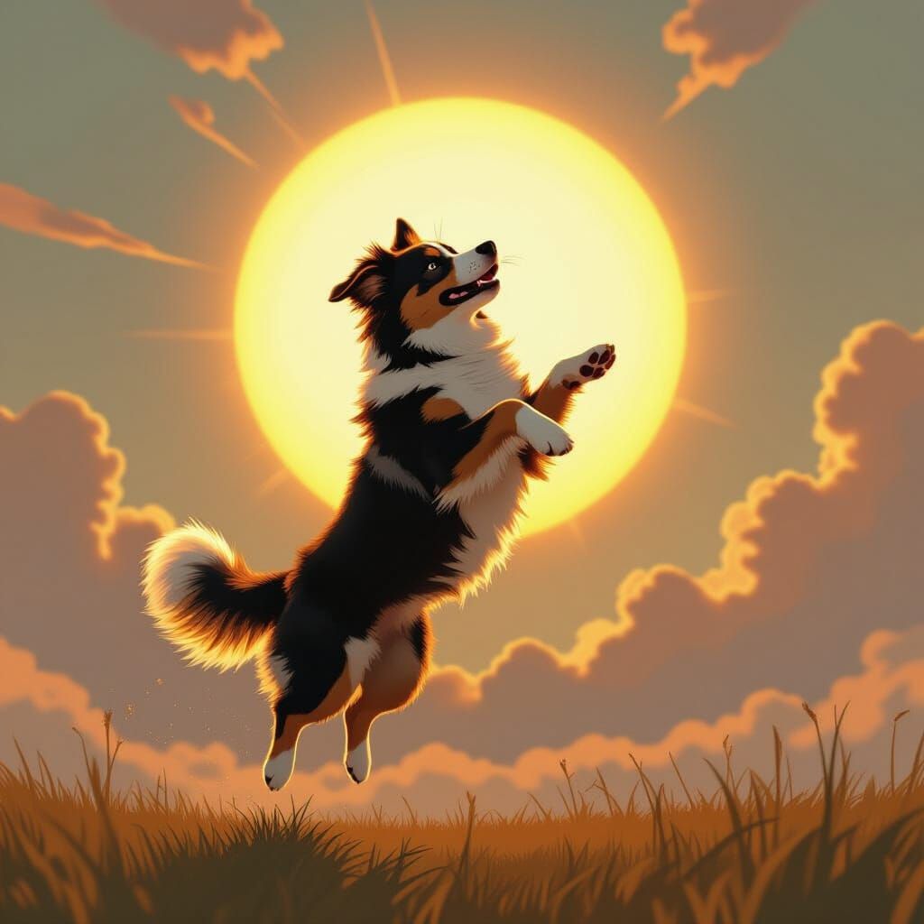 Dog Mid-Air Flip in Golden Sunlight