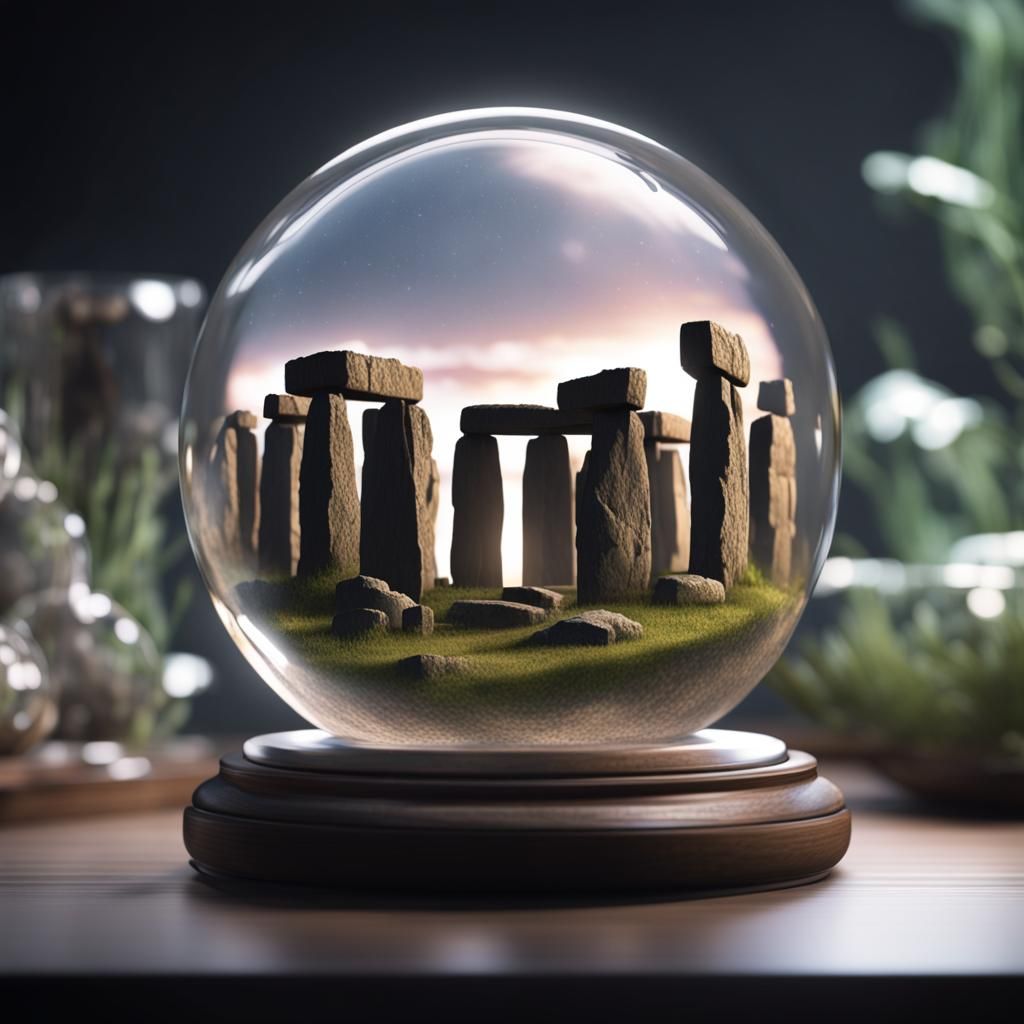 Stonehenge in Glass Orb: Hyperdetailed Unreal Engine Art