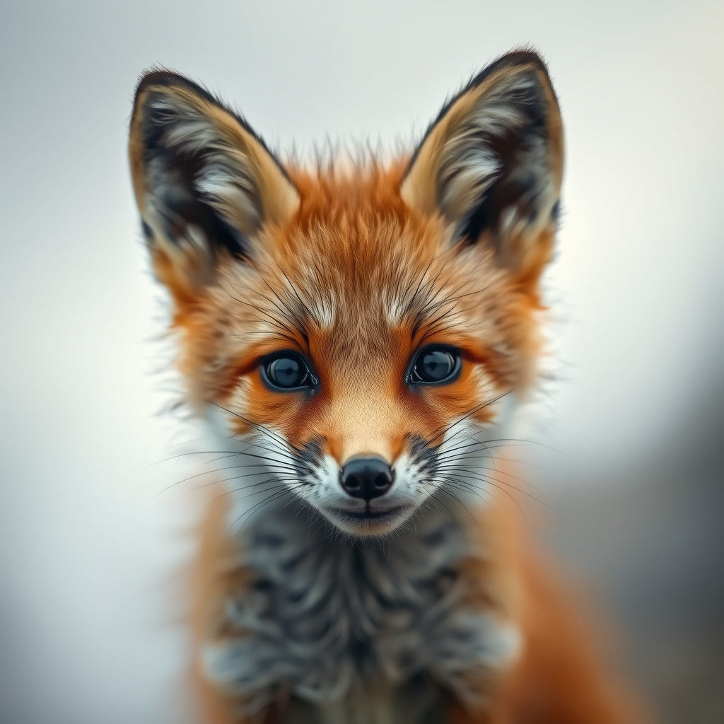Inquisitive Red Fox Cub in Hyperrealistic Detail