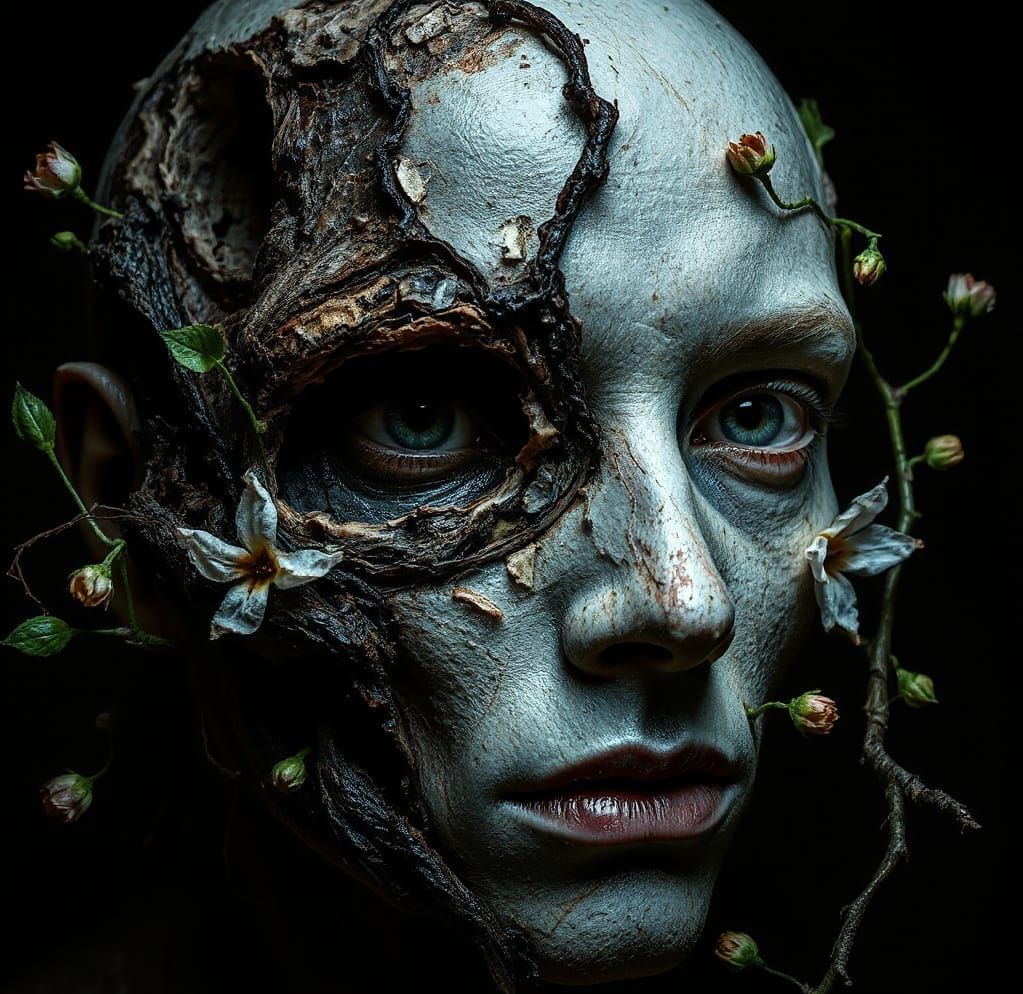 Surreal Dark Fantasy Portrait of Haunting Beauty