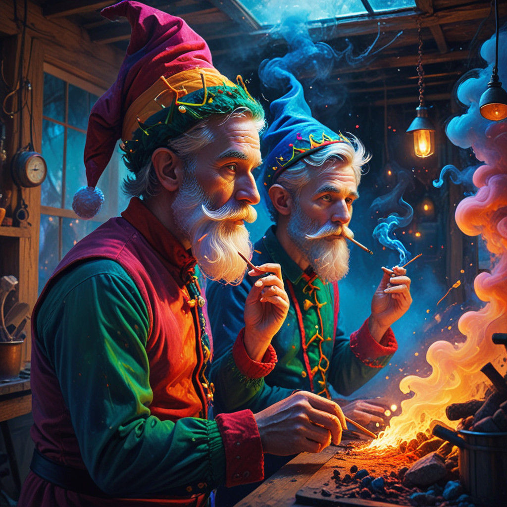 Santa's elves smoking the wacky tobaccy