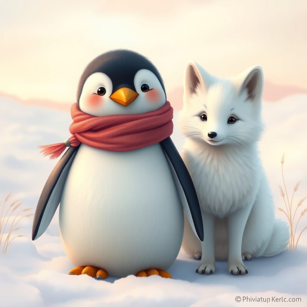 Whimsical Arctic Friends in Pastel Hues
