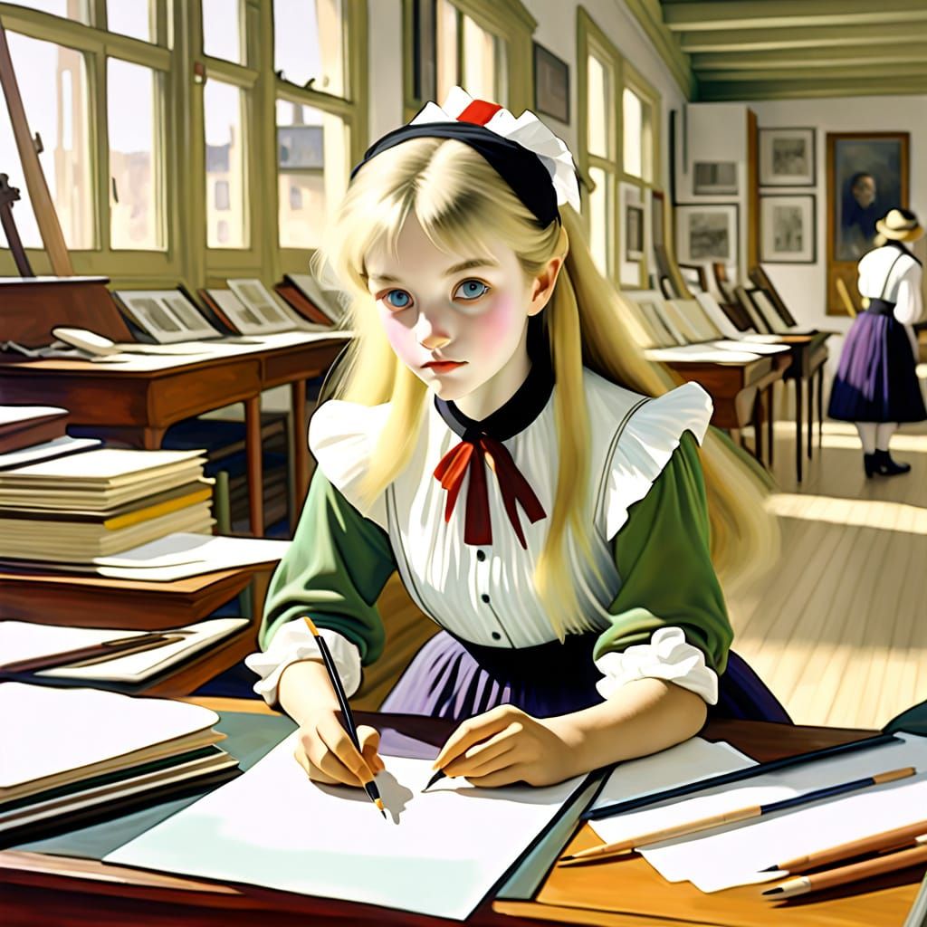 Vibrant Figure in Oil Paint with Anamorphic Effect