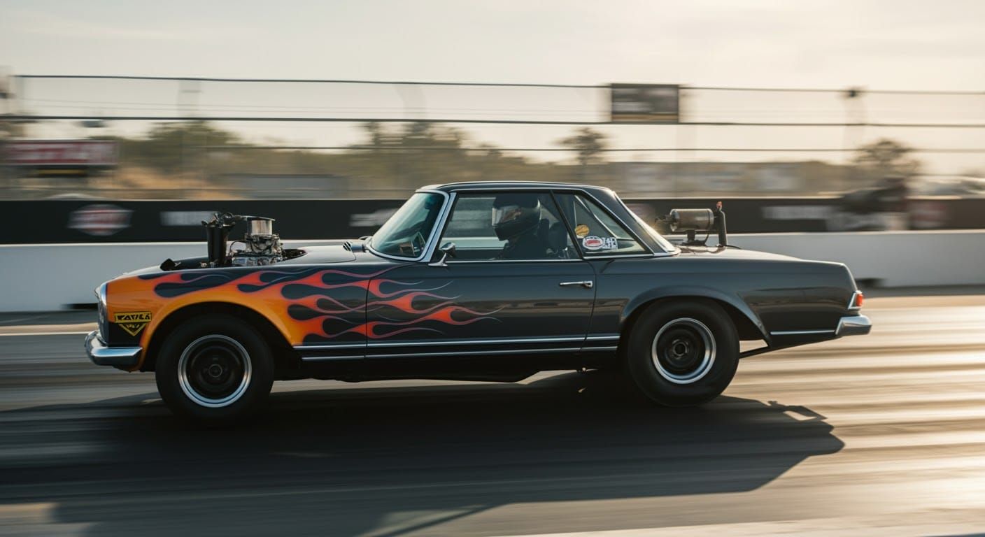 1966 Mercedes 280 SL Gasser on Dragstrip