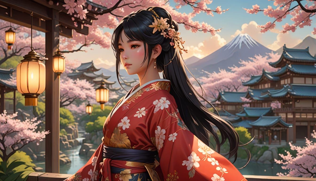 Serenity in Bloom as Art Nouveau Anime Maiden