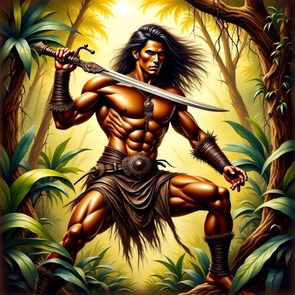 Tarzan as Conan: Heroic Jungle Fusion in Oil