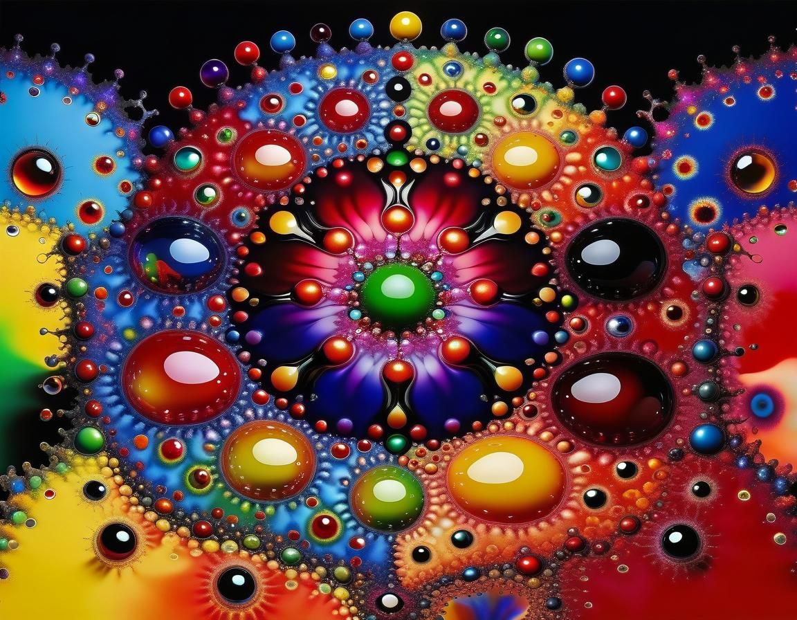 Rainbow Fractal Face in Hyperrealistic Style