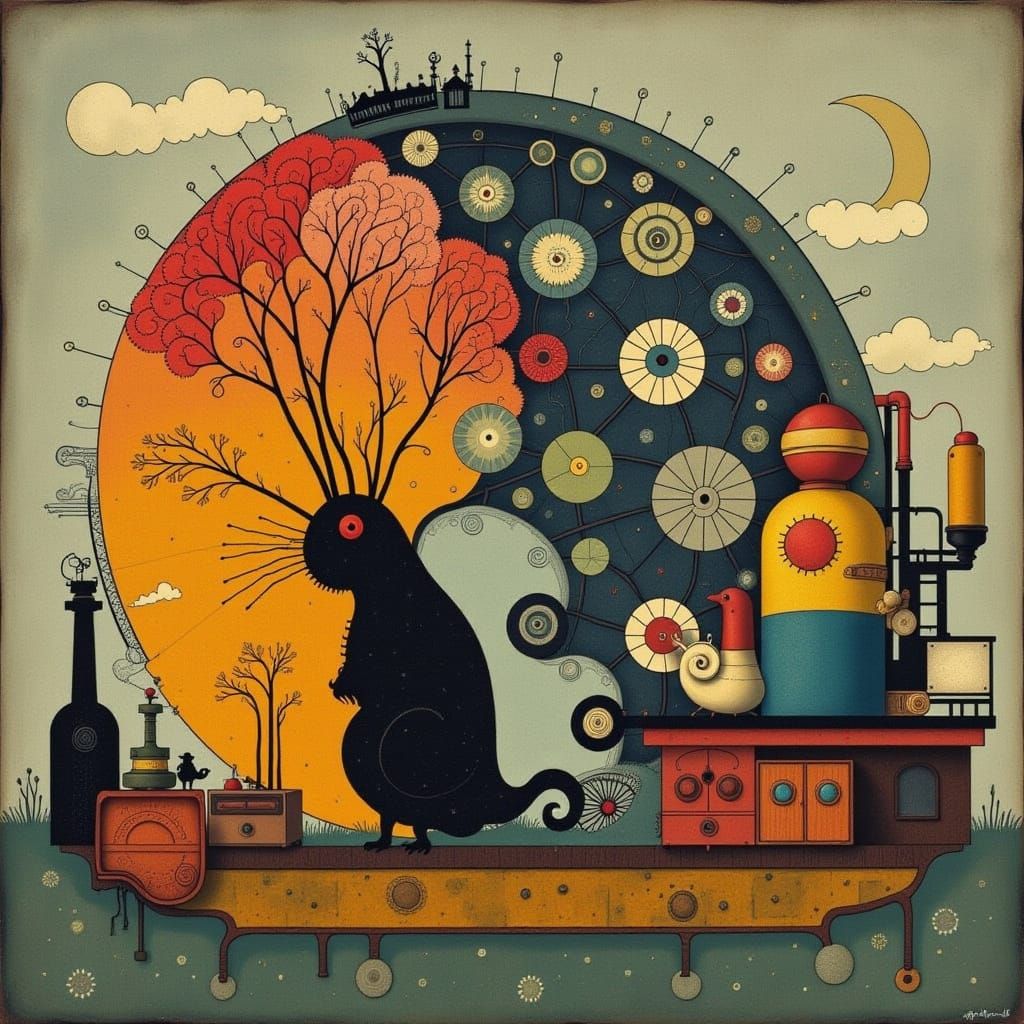 Abstract Mondrian Factory with Cicada Song Elements