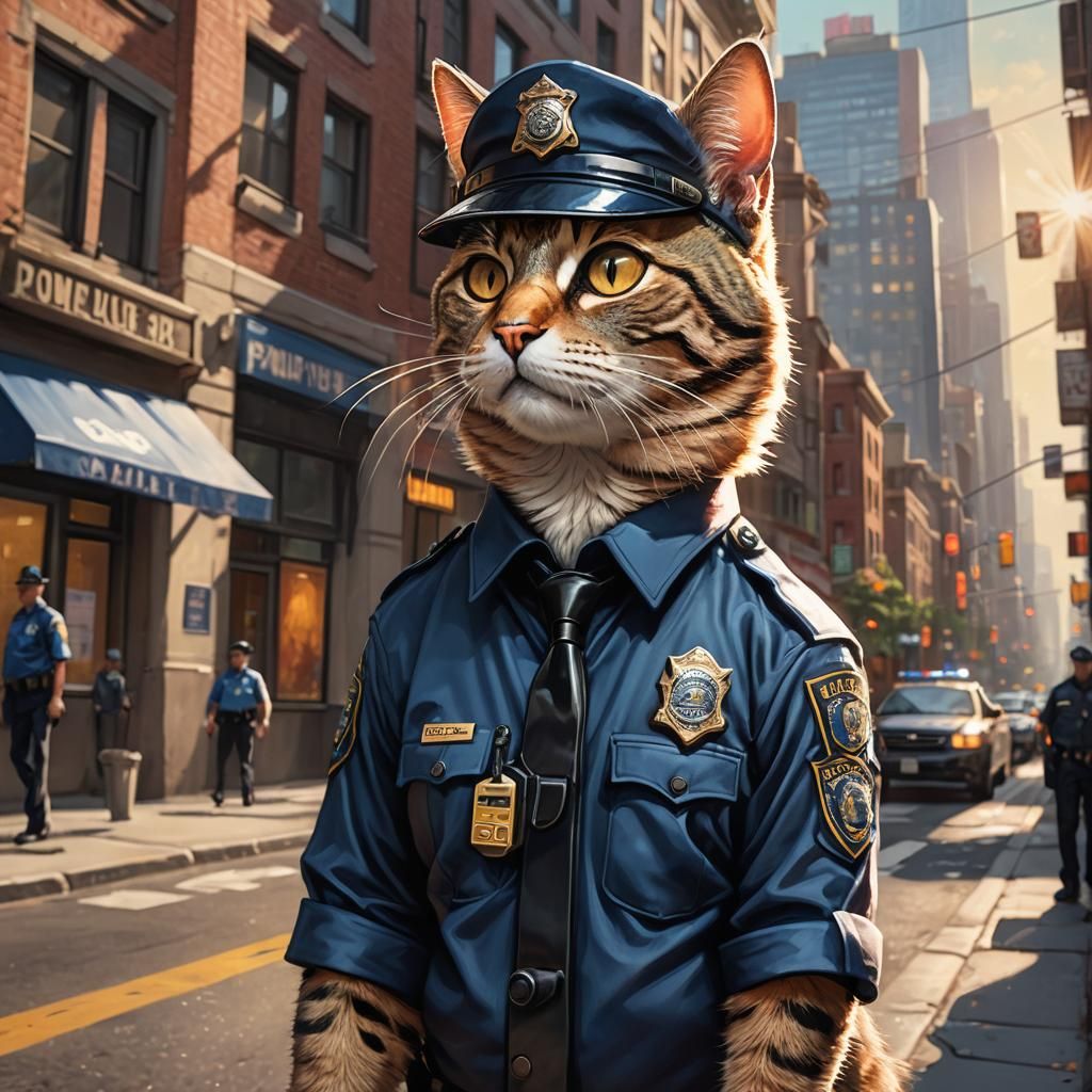Hyperrealistic Cat Officer Concept Art
