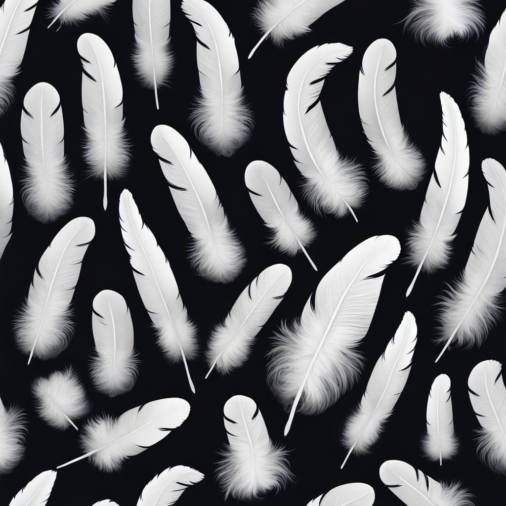 Floating White Feathers: A Minimalist Composition