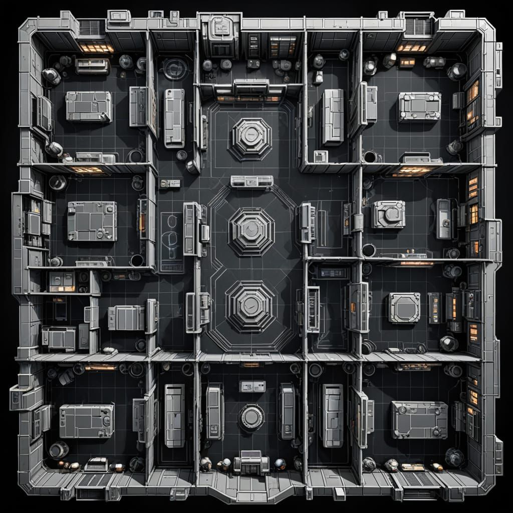 Imperial Data Center Blueprint in Sci-Fi Style