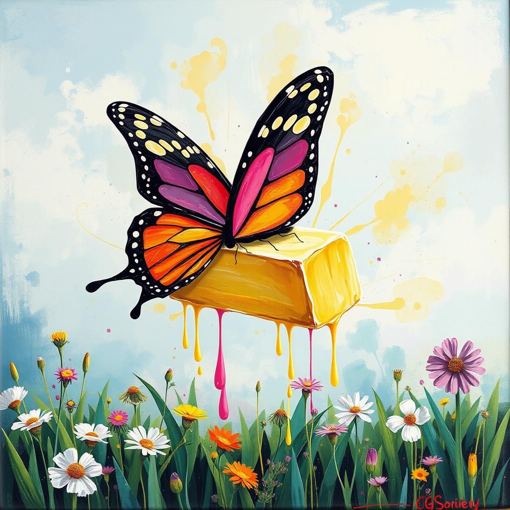 Butter Butterfly in Graffiti Splash Art