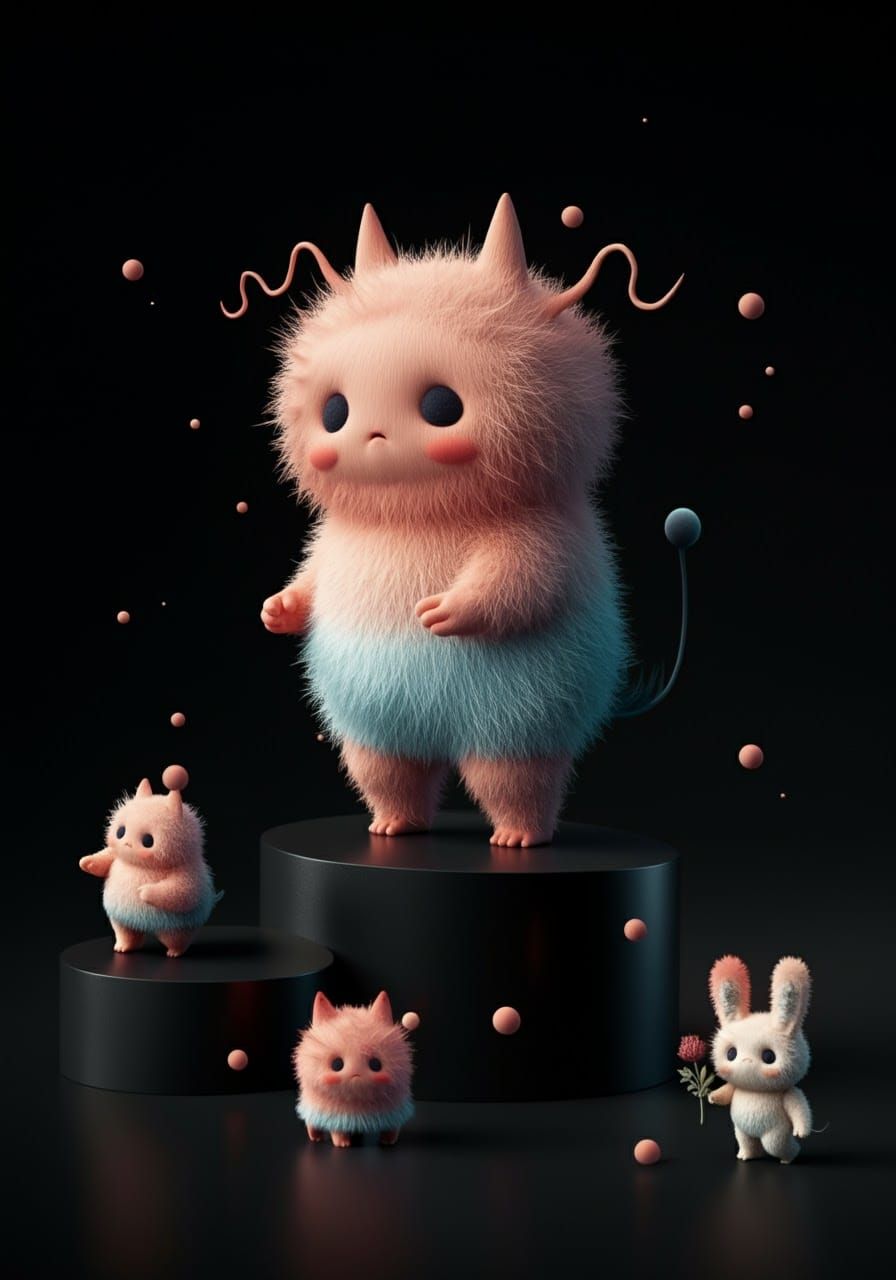 Fantasy Creaturepeople in Acrylic Playground as 3D Art