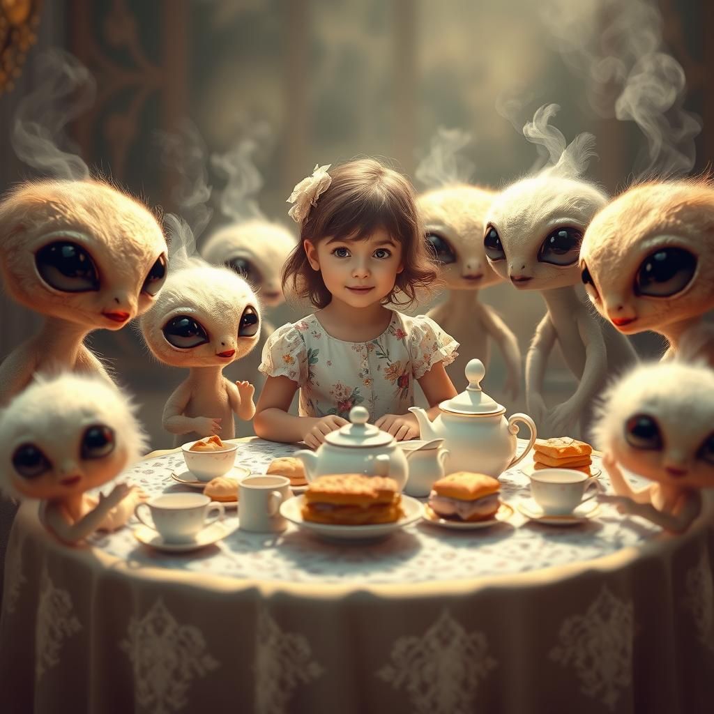 Tea Party with Extraterrestrials: A Digital Painting