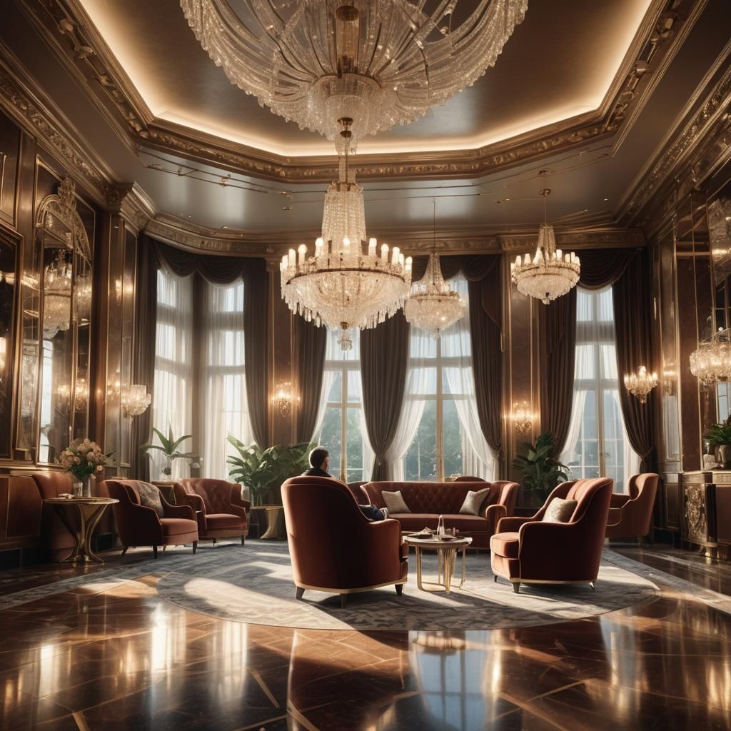 Lavish Art Deco Lounge with Velvet Armchair