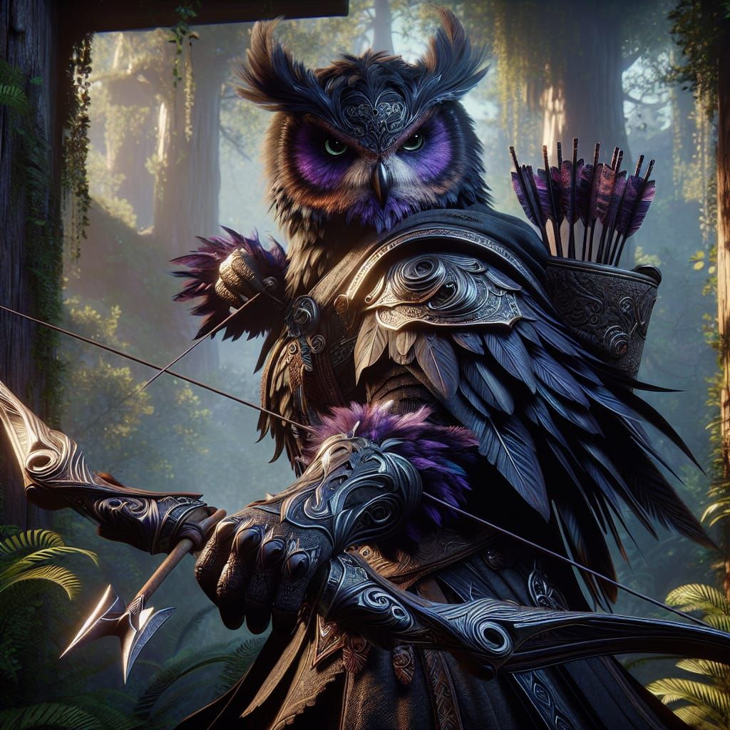 Aarakocra Ranger in Dense Forest, Matte Painting