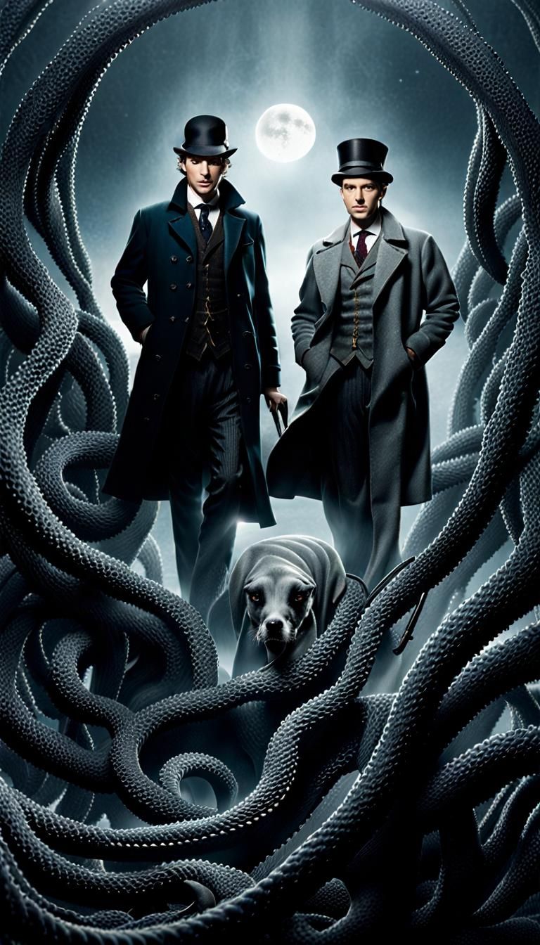 Sherlock Holmes and Watson Face a Shuggoth