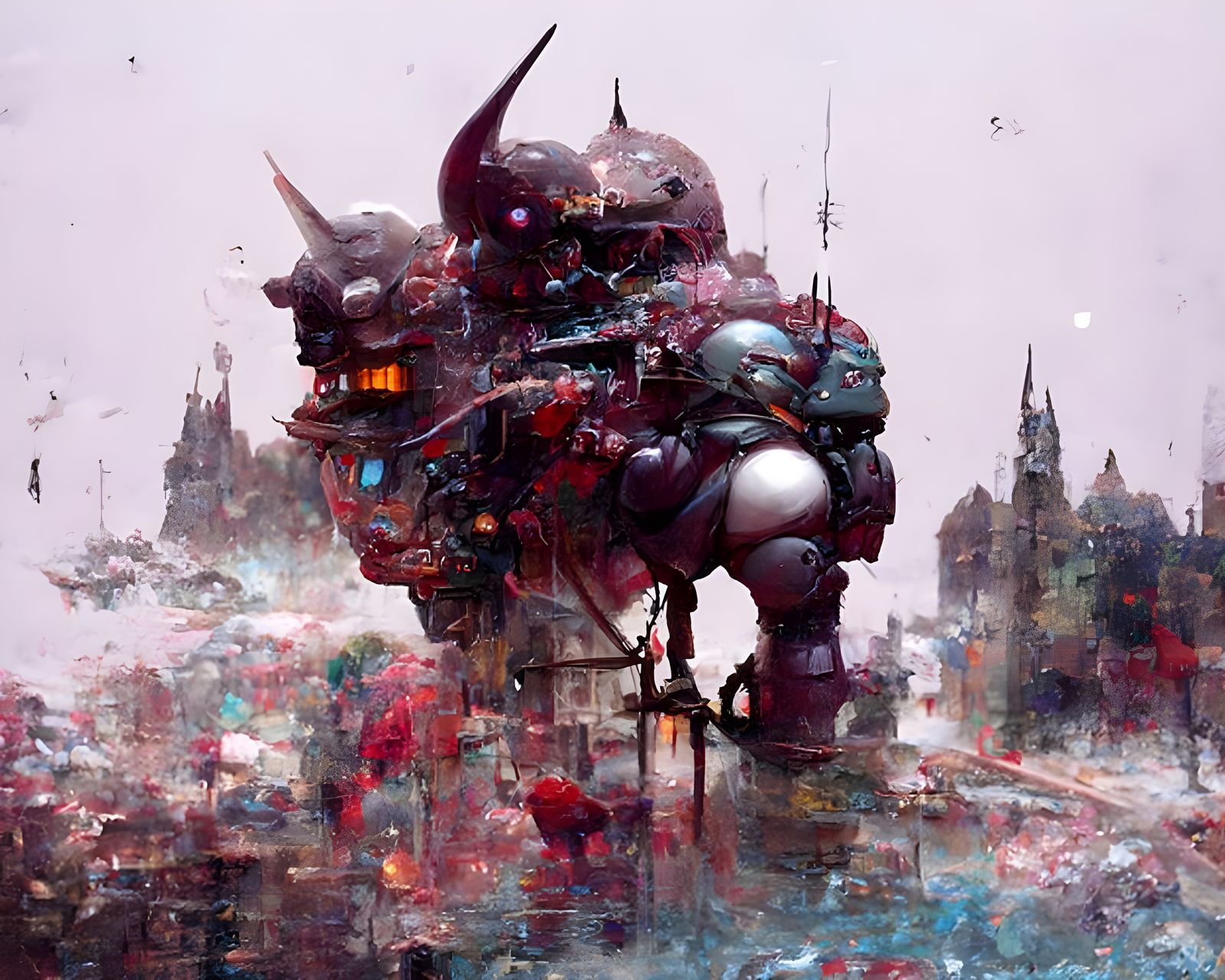 Cyberpunk Back Alley with Mobile Suit Parts