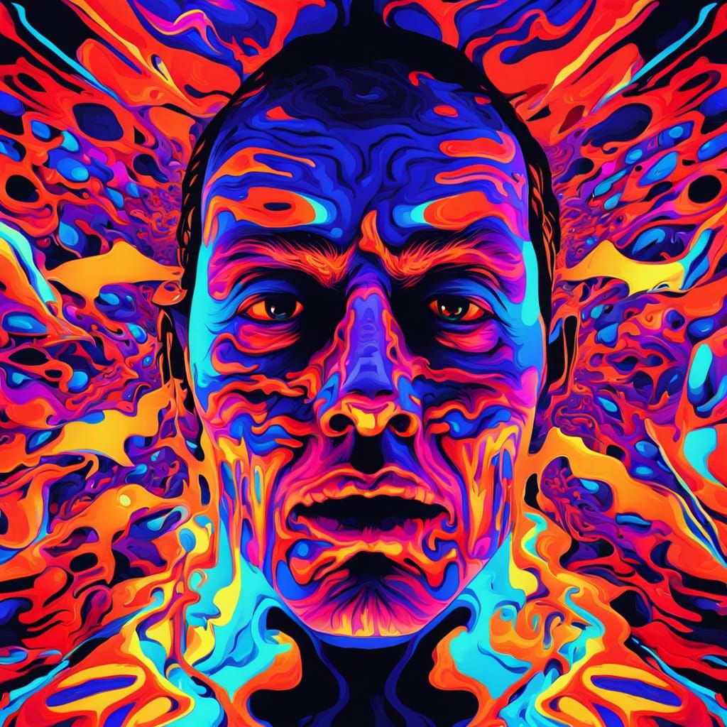 Surreal Psychedelic Nightmare with Distorted Faces