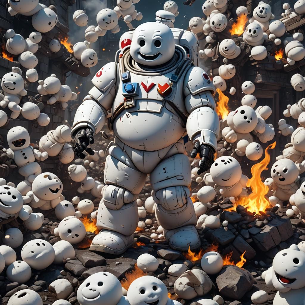 Fantastical Marshmallow Man in Detailed Matte Painting