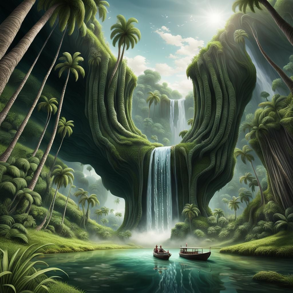 Surreal Landscape: Giant Hand Emerges from Earth