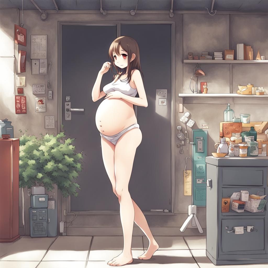 Pregnant Girl in Anime Style