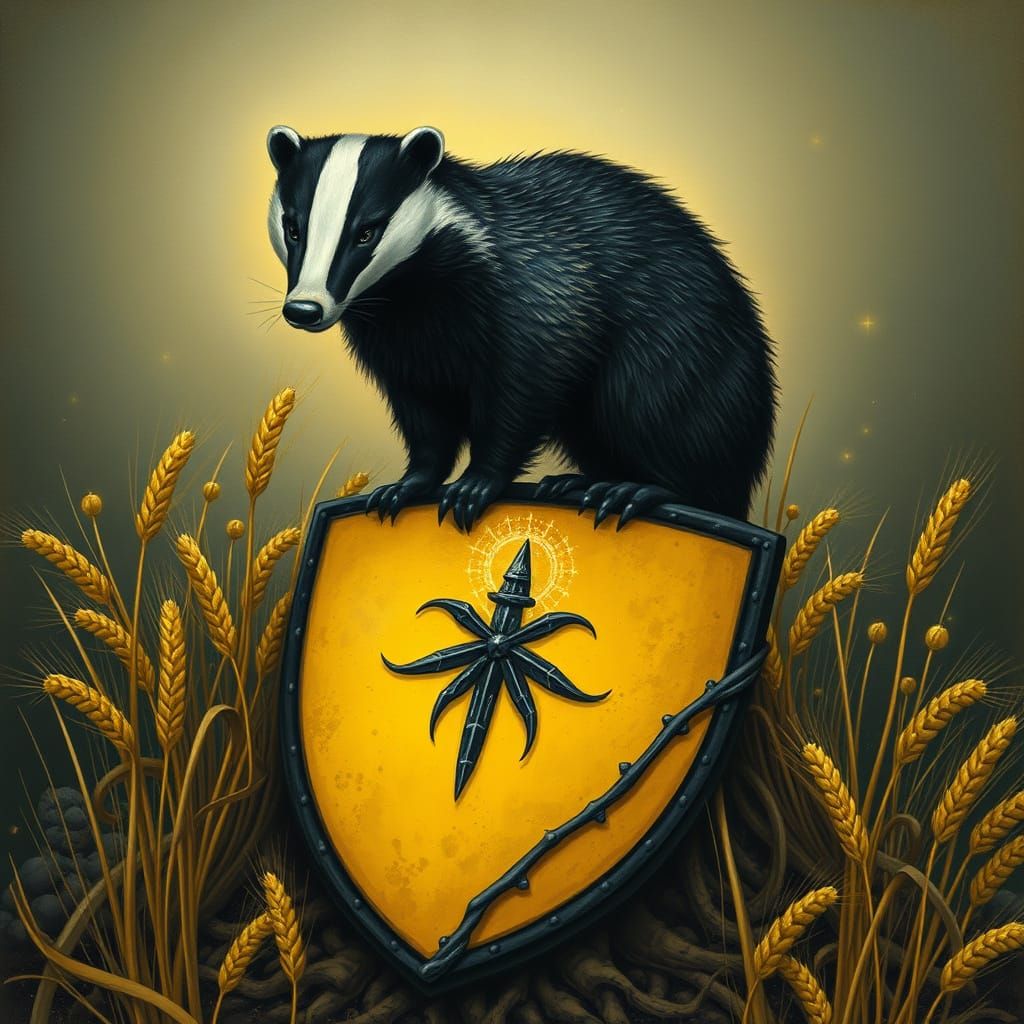 Badger Crest with Wheat in Dark Fantasy Style