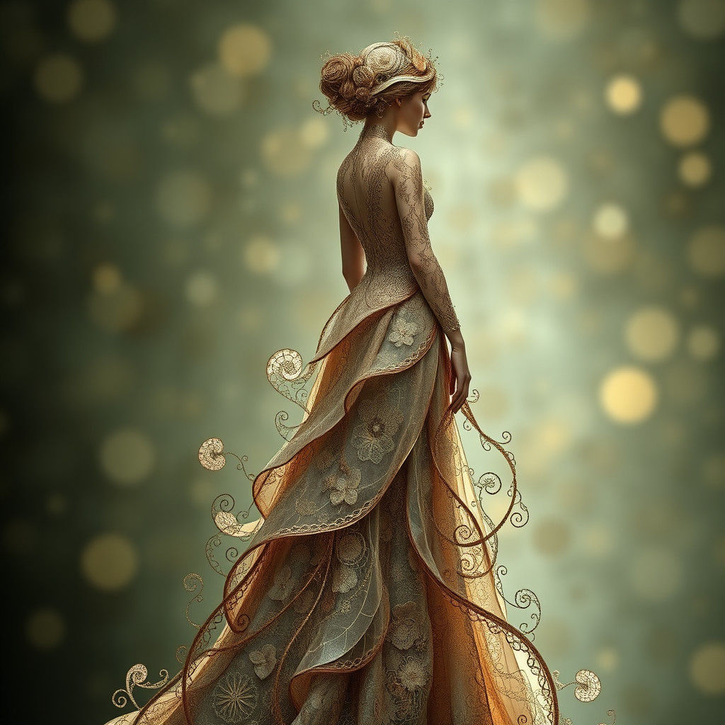 Haute Couture in Nature-Inspired Art Nouveau Style