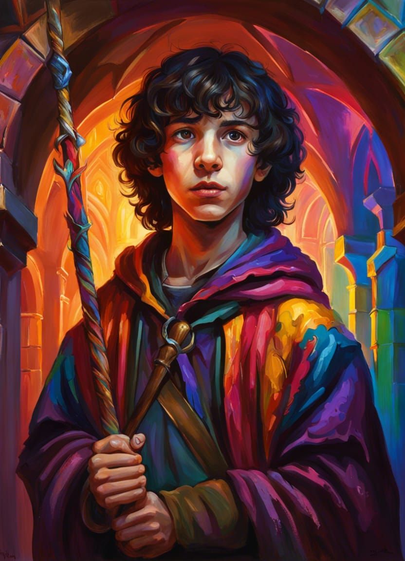 Colorful Dungeon Apprentice in Fantasy Art Style