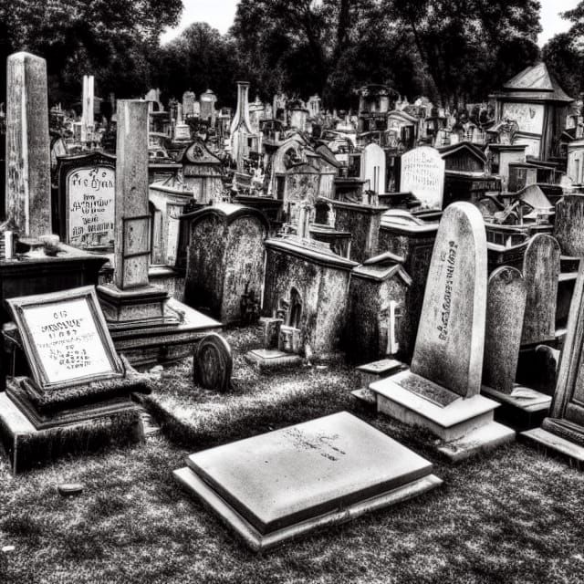 Antique Graveyard Scene