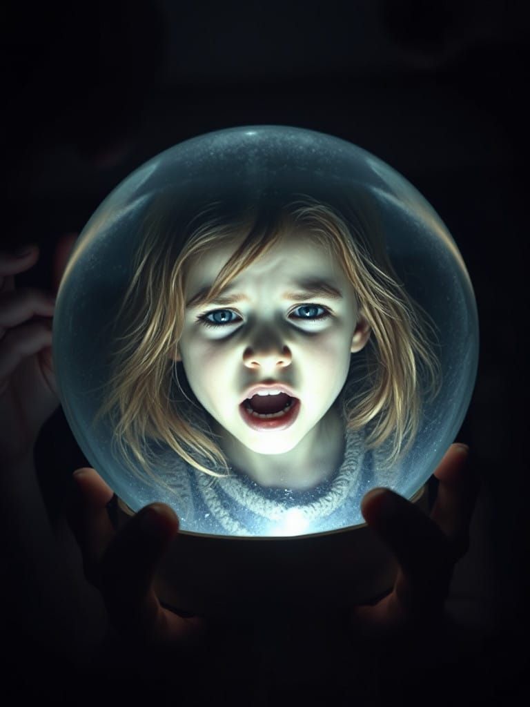 Girl in Crystal Ball, Haunting Cinematic Scene
