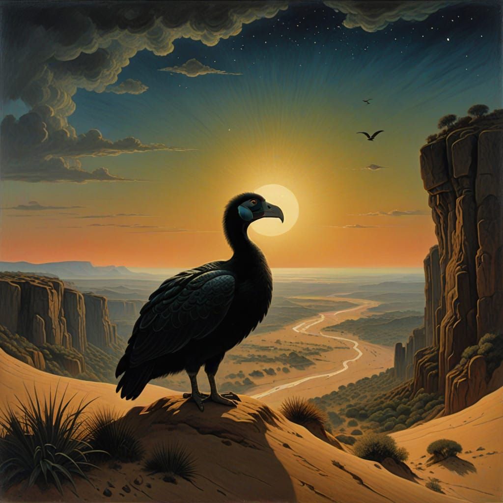 Majestic Dodo Illuminated by Desert Spotlight