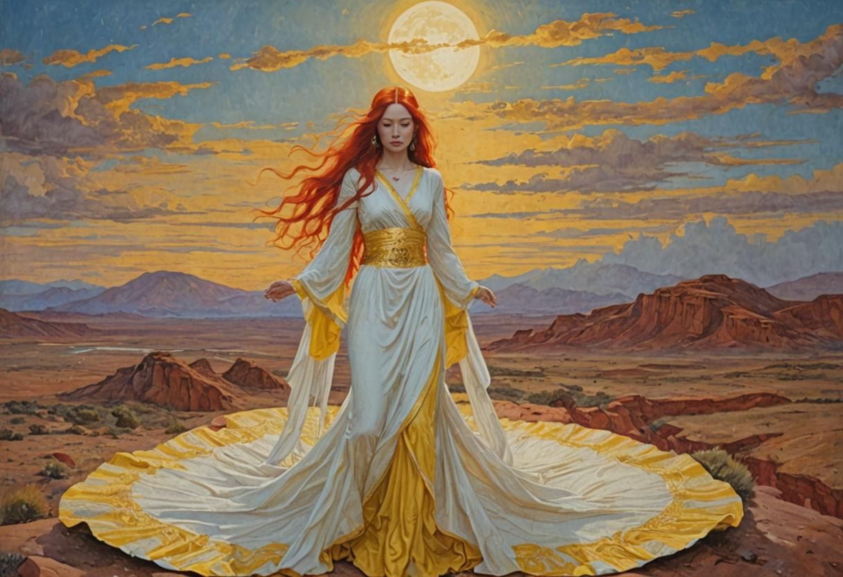 Venus in Sky: Oil Painting of Grecian Figure