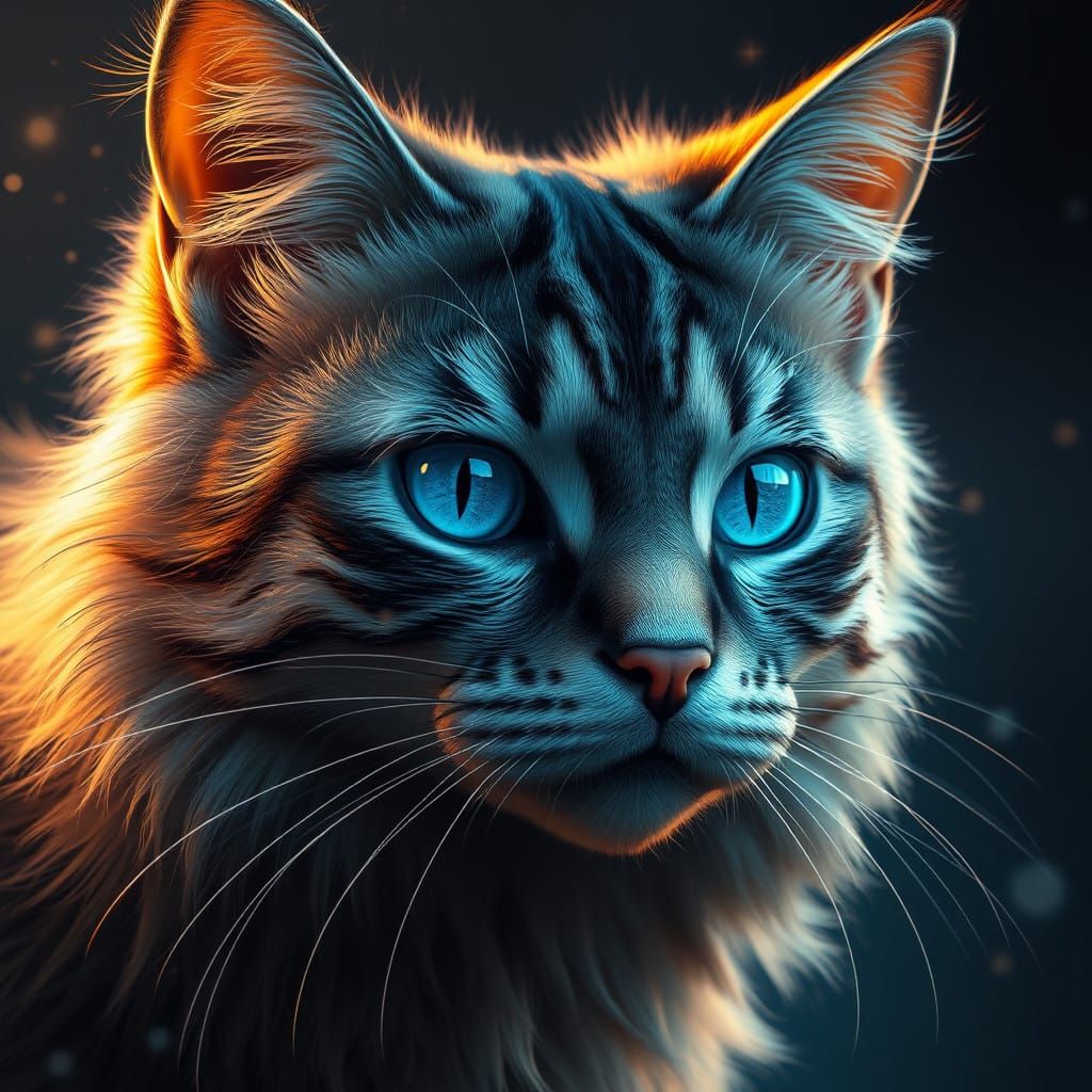 Fantastical Feline in Deep, Dreamy Landscapes