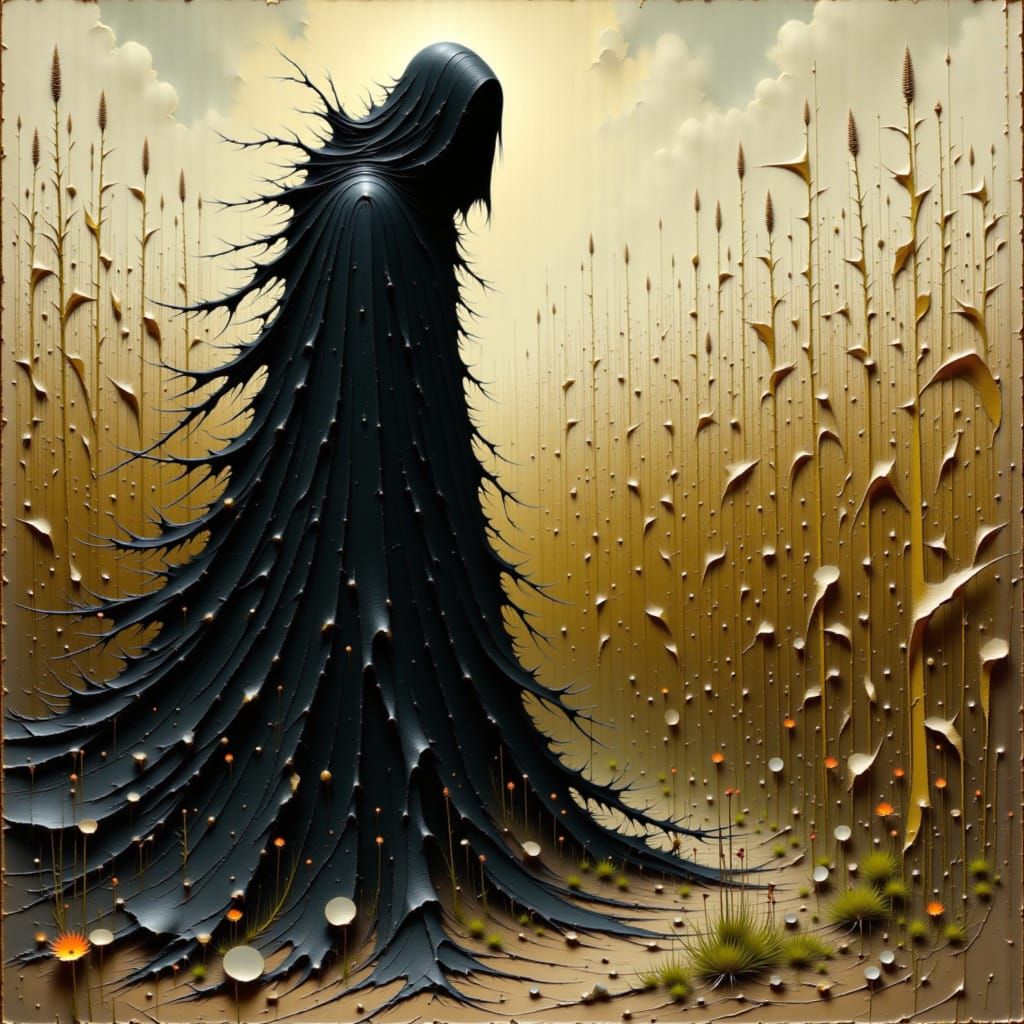 Eerie Scarecrow Reaper in Gothic Horror Style