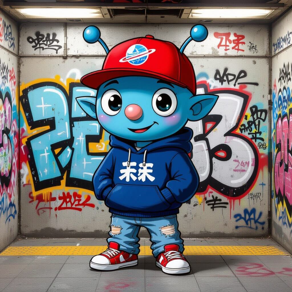 Alien Character in Subway Graffiti Style