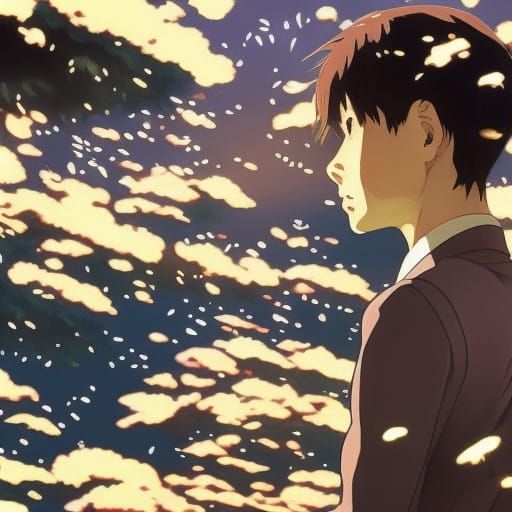 Anime-Inspired Portrait with Floral Background