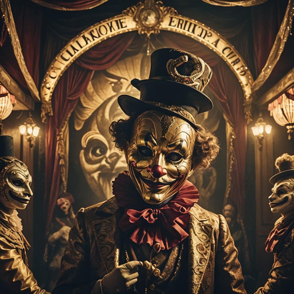 Baroque Masquerade Circus Poster with Clown