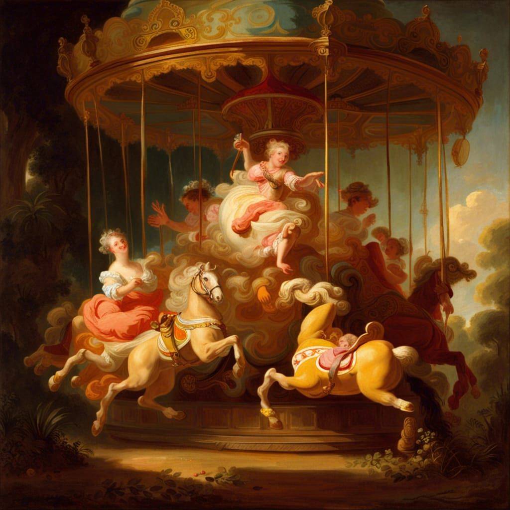 Carousel in Rococo Style of Jean-Honoré Fragonard