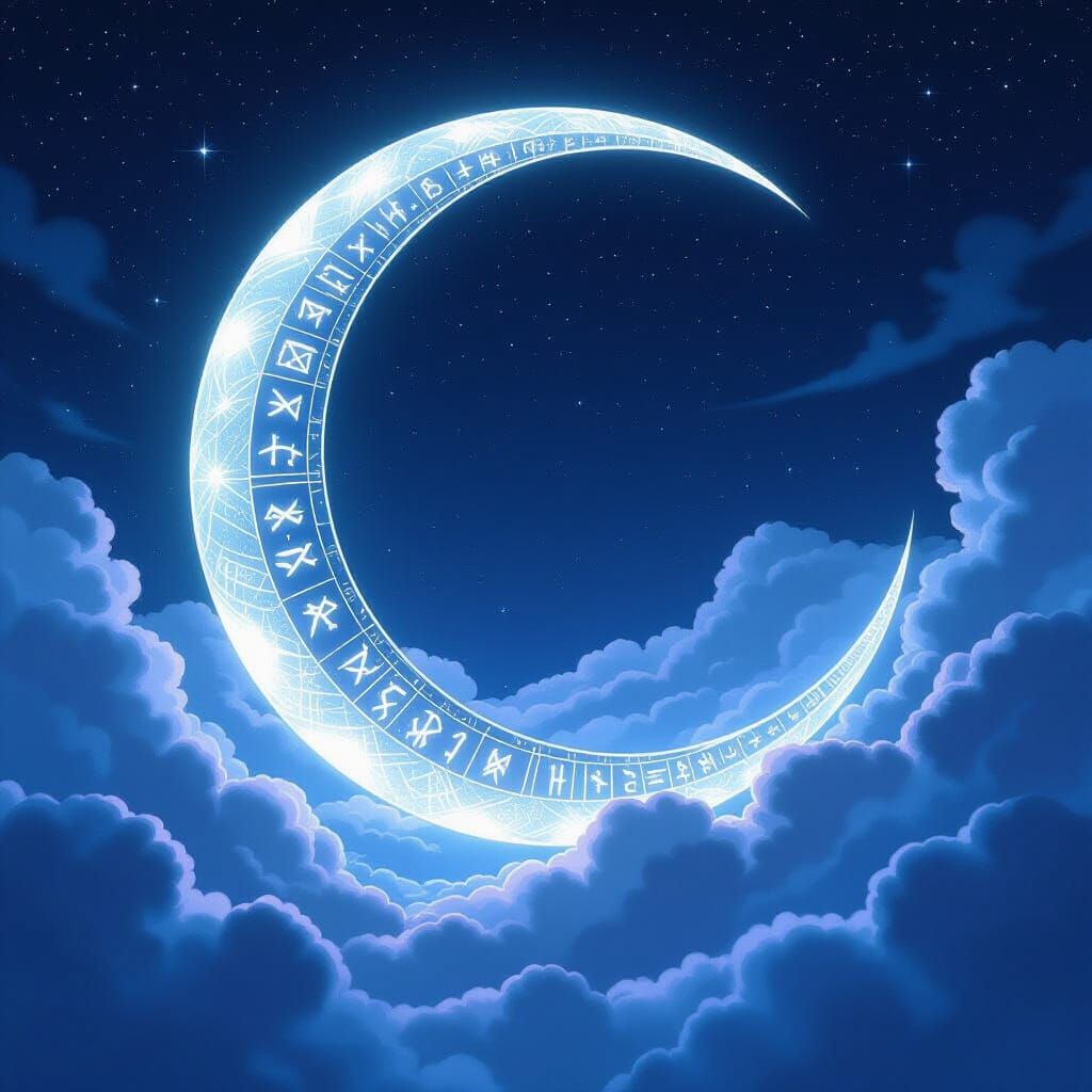 Cosmic Crescent Gateway in Vintage Anime Style