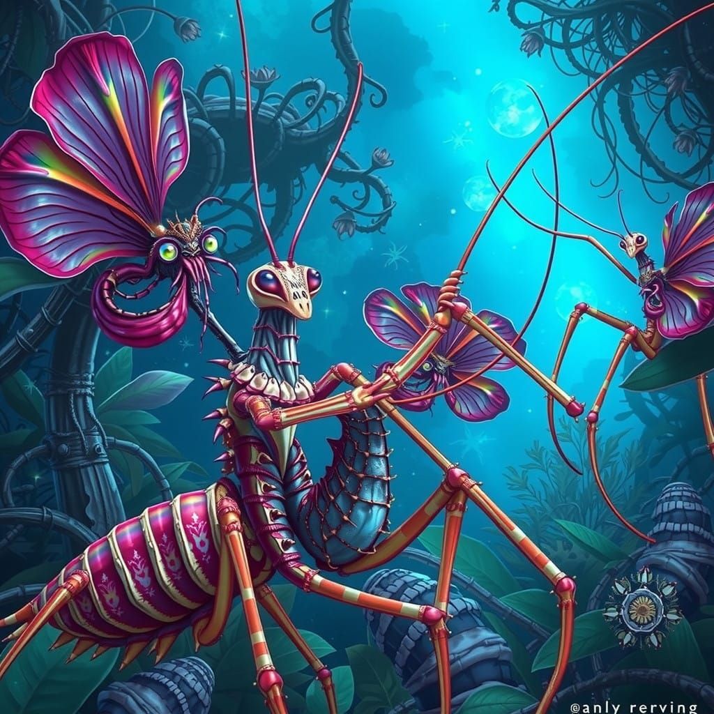 Alien Exoplanet Realm of Iridescent, Bioluminescent Life