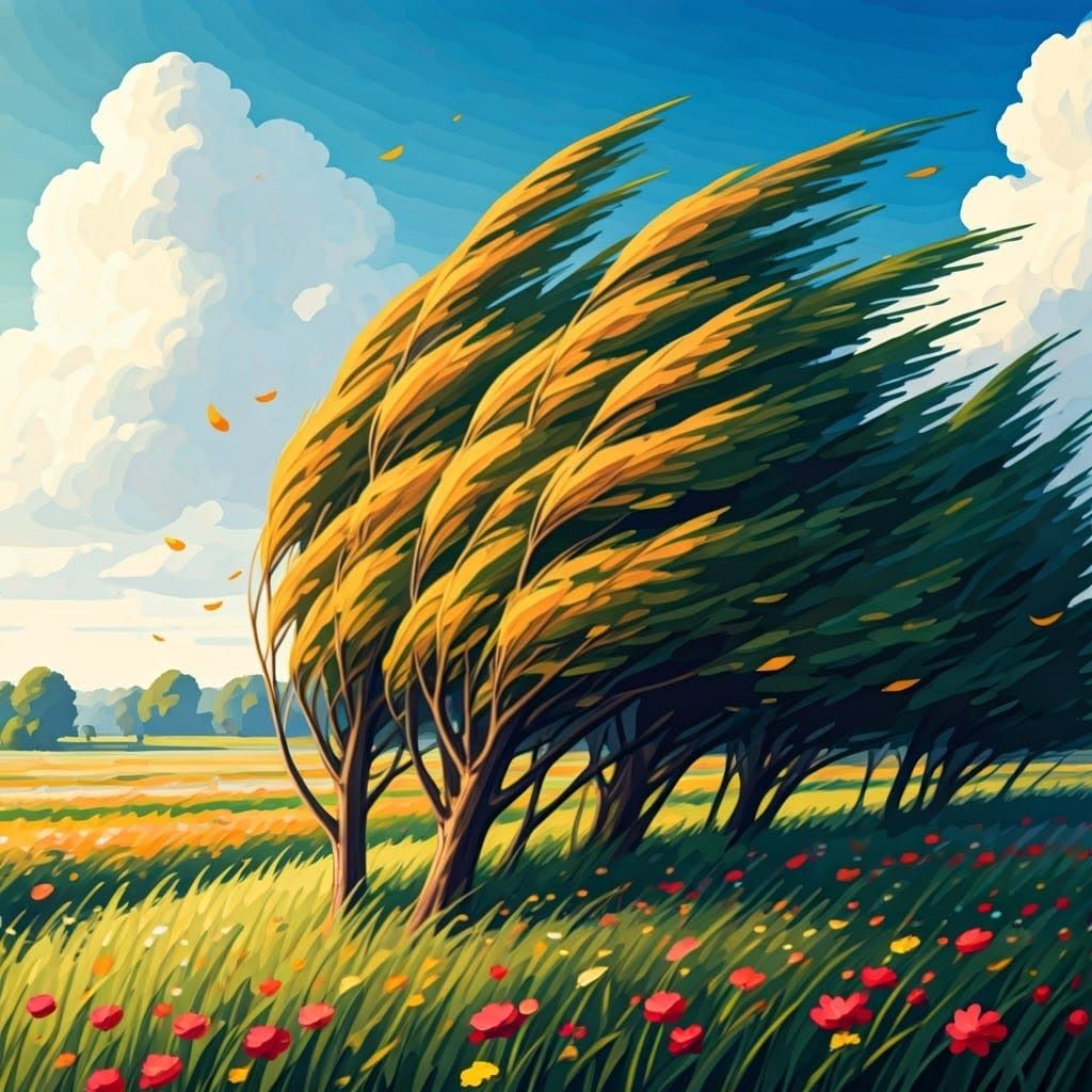 Vibrant Impressionistic Landscape with Colorful Flowers