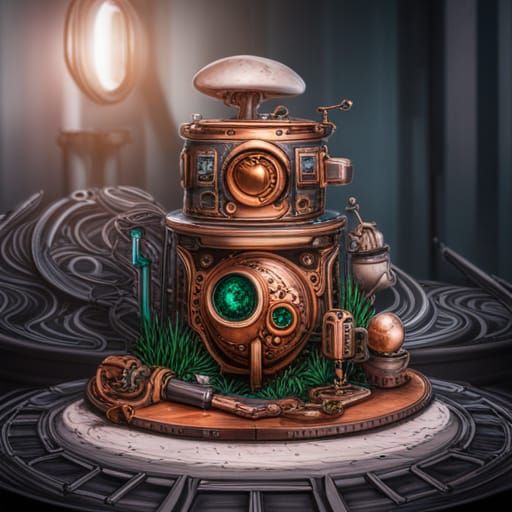 Steampunk Cyberpunk Mushroom Trophy Room
