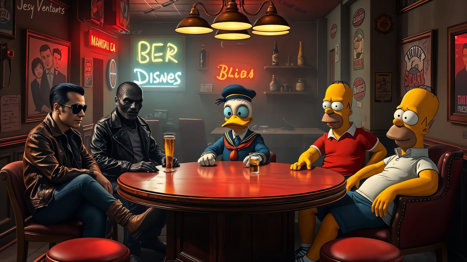 Action Figures Clash in Gritty Urban Tavern