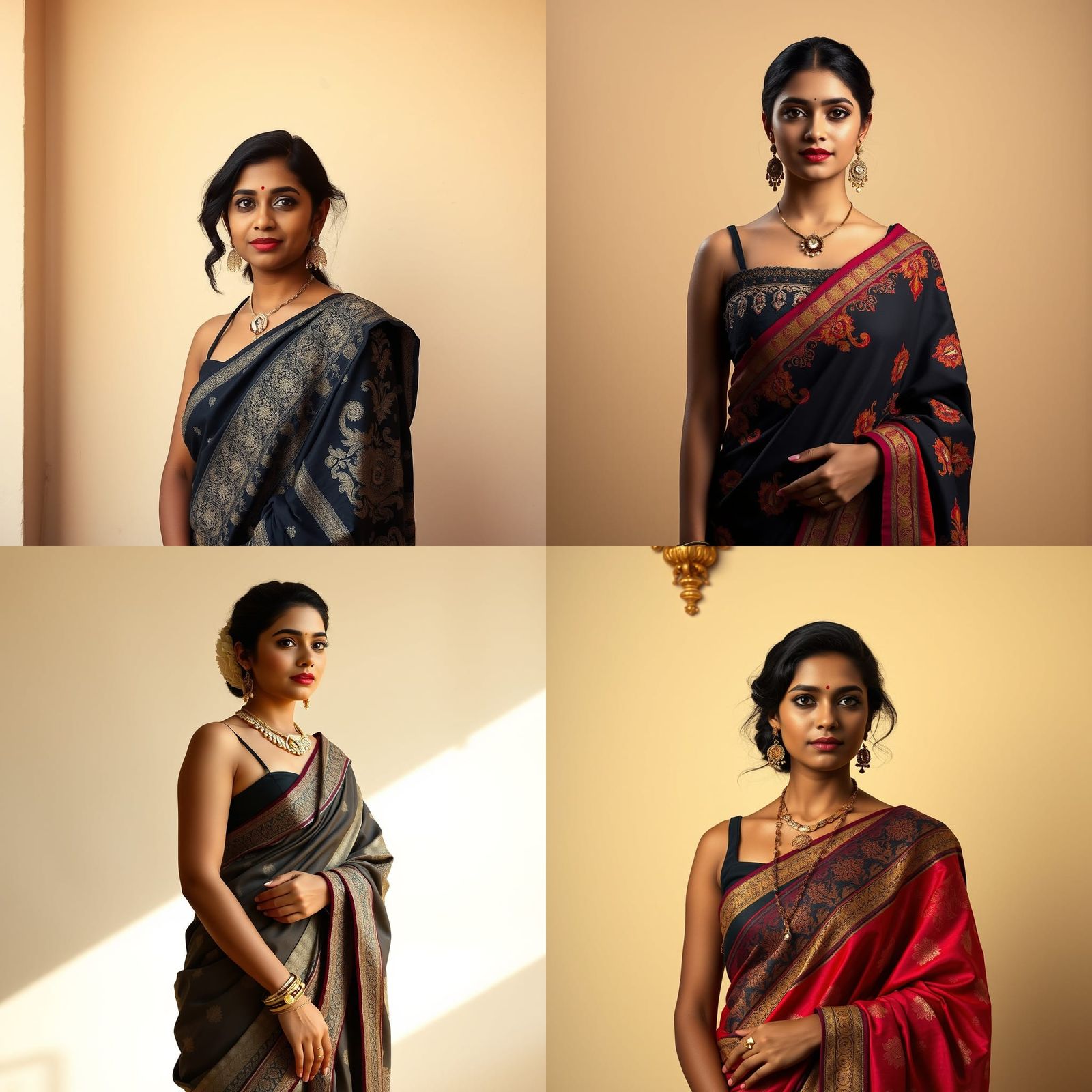 Elegant Bengali Bride in Black Saree and Blouse