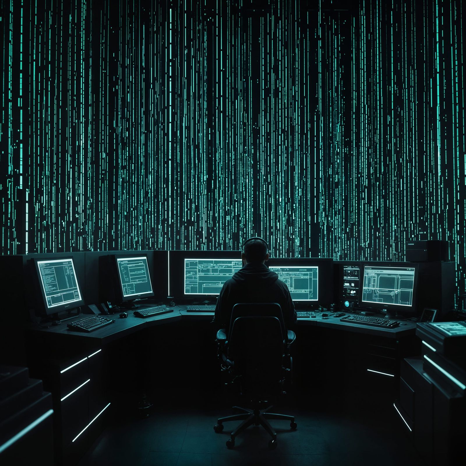 Objects Made of Glowing Binary Code Data