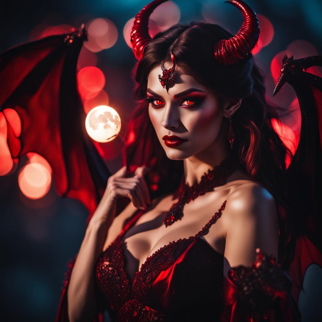 Lustrous Demon Queen in Moonlight