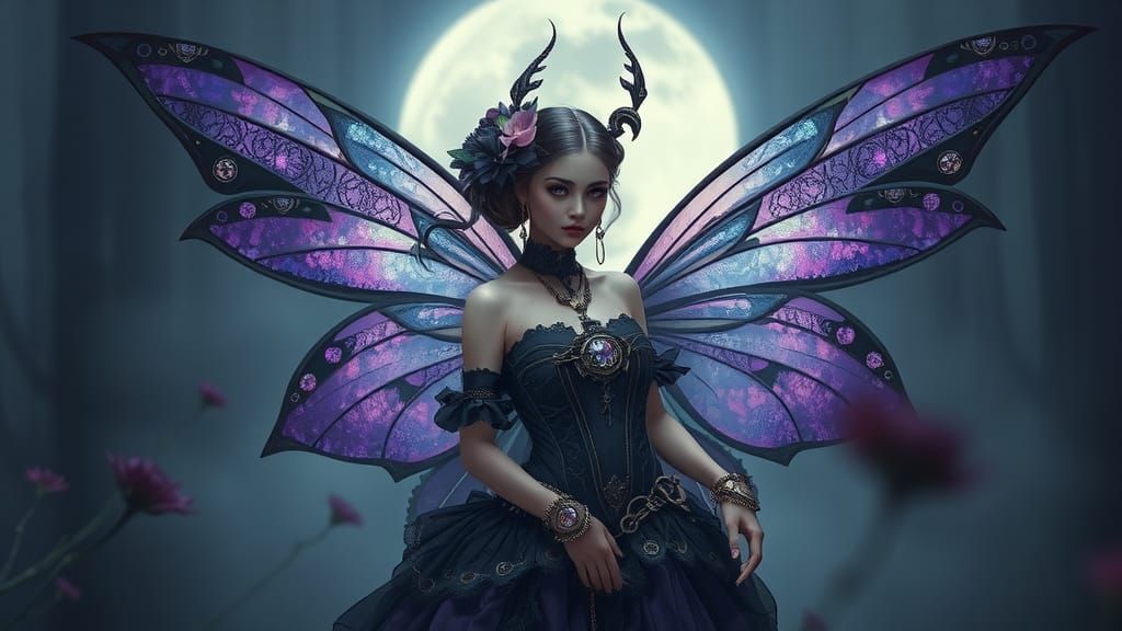 Amethyst Fairy in Gothic Steampunk Style
