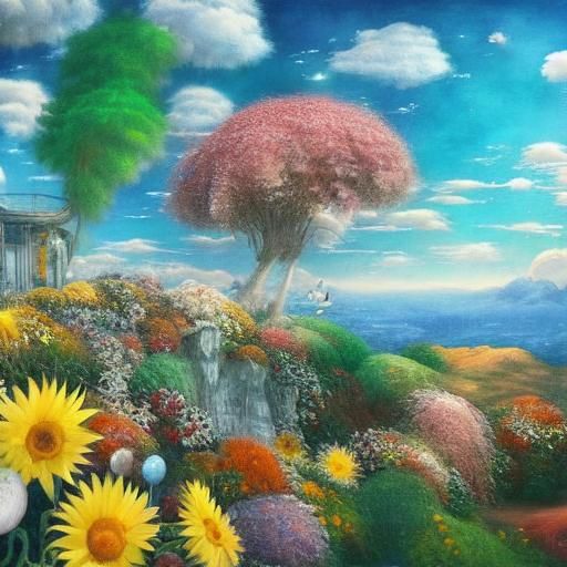 Surrealist Guitarist in a Dreamlike Landscape