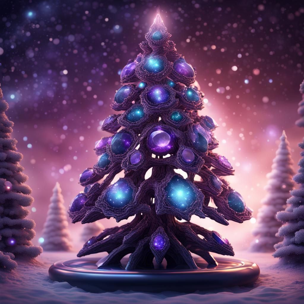 Futuristic Gemstone Christmas Tree with Diamond Galaxy